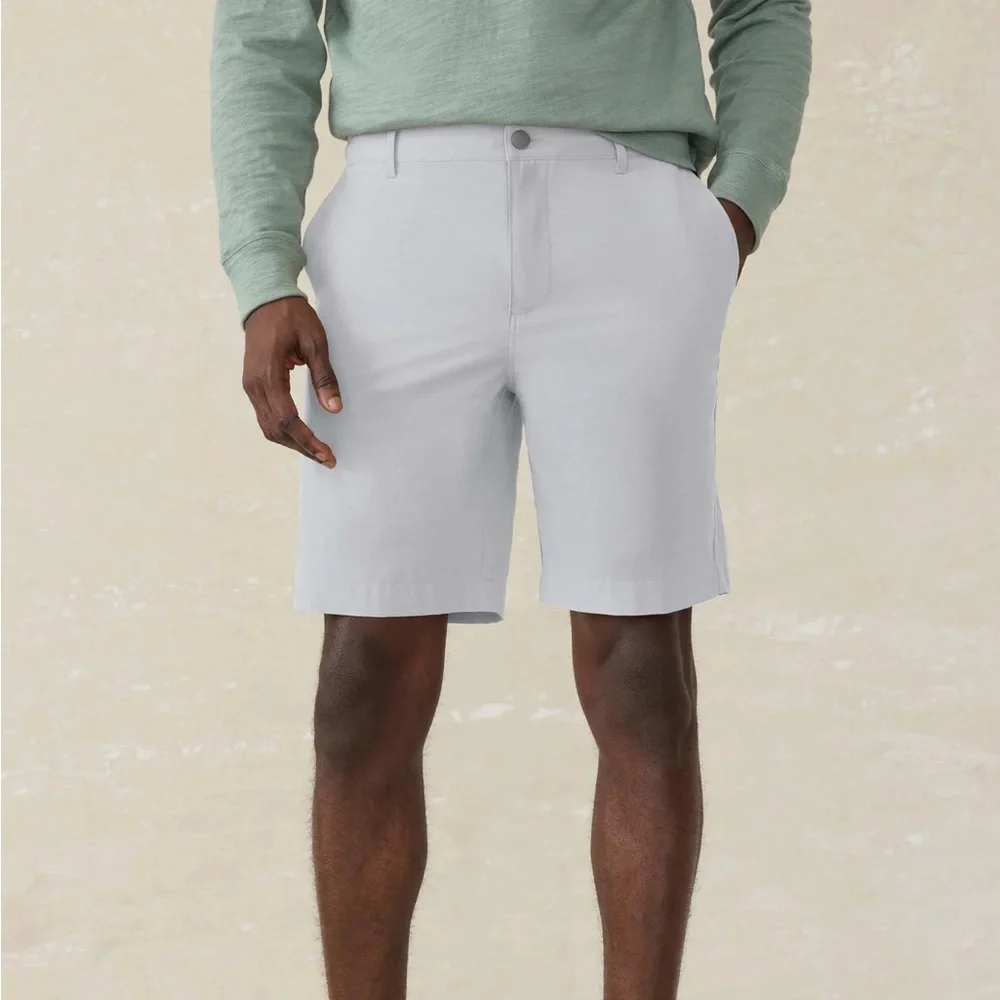 Faherty Men’s All Day Lightweight Shorts Ice Grey 9” Inseam Size 38